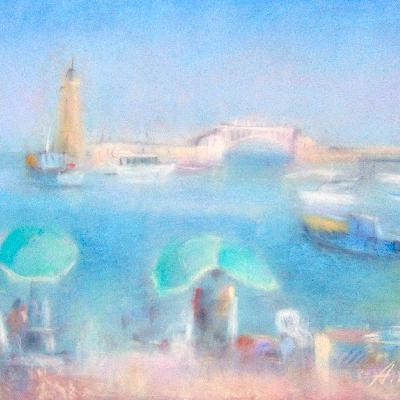 Александрийская лазурь — морской пейзаж пастелью