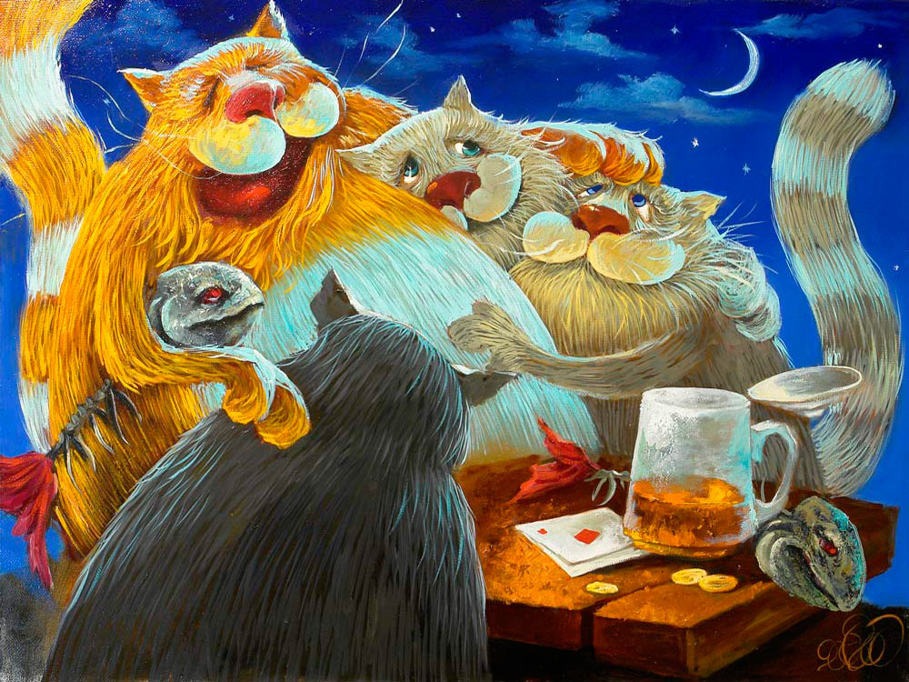 Смешные коты — фэнтези-картина в детскую комнату