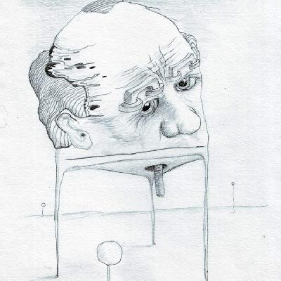 Мусор в голове — рисунок карандашом