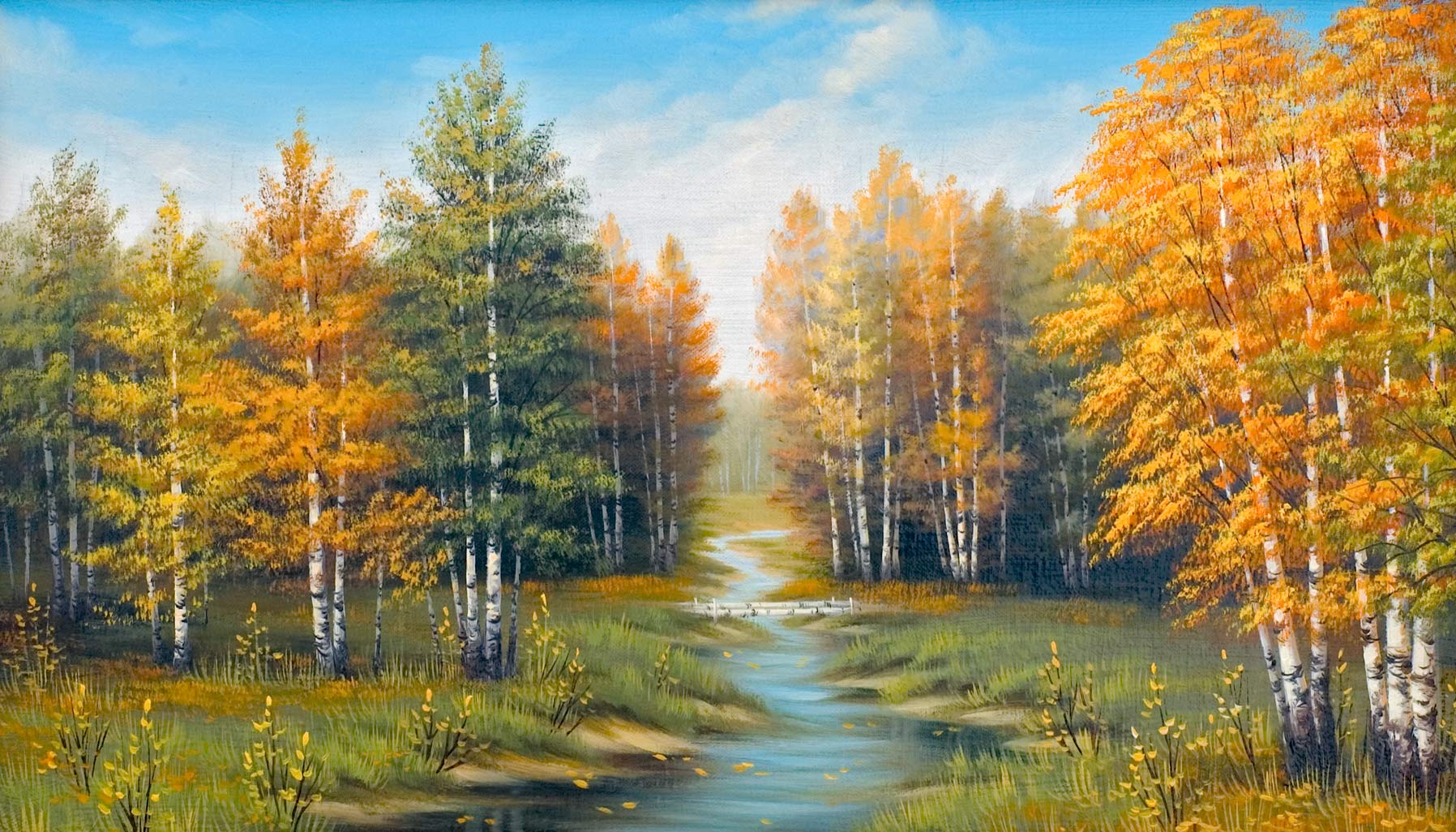 Осенний пейзаж — картина маслом на холсте